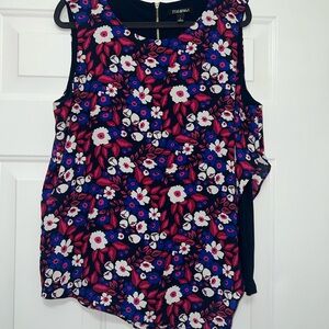 Roz Ali Blouse‎ Women’s Sz Large Tiered ruffle sleeveless Floral blue pink